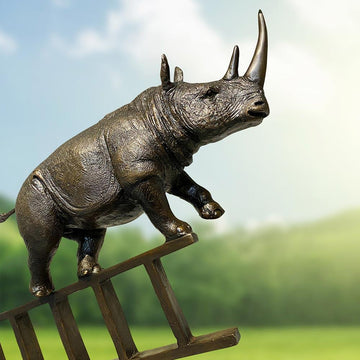 Rhinos on the Up and Up Forever (Bronze Sculpture)