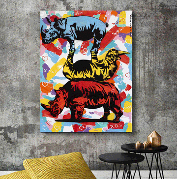 Rhinos x 3 (Original Painting)