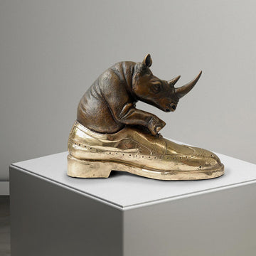 Walk with the Rhino (Bronze Sculpture)