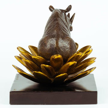 The rhino was in golden bloom (Bronze Sculpture, Small)