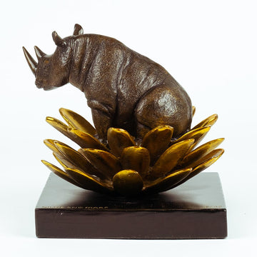 The rhino was in golden bloom (Bronze Sculpture, Small)