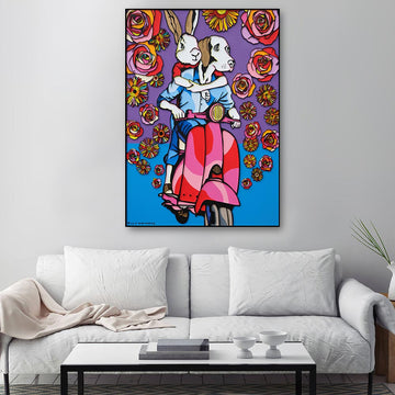 The Vespa Riders Were Feeling Happy (Original Painting)