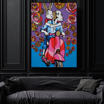 The Vespa Riders Were Feeling Happy (Original Painting)