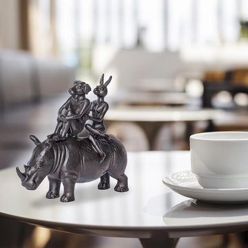 The Rhino Riders in Love (Bronze Sculpture, Pocket Size)