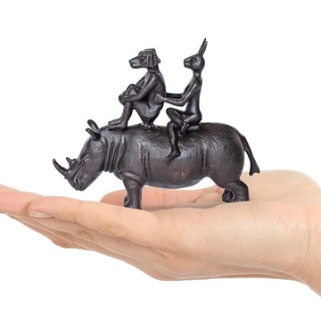 The Rhino Riders in Love (Bronze Sculpture, Pocket Size)