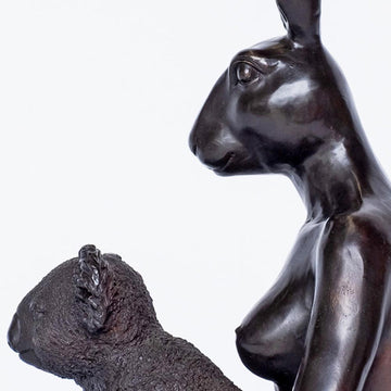 Rabbitwoman Loves Koala (Bronze Sculpture)