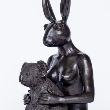 Rabbitwoman Loves Koala (Bronze Sculpture)