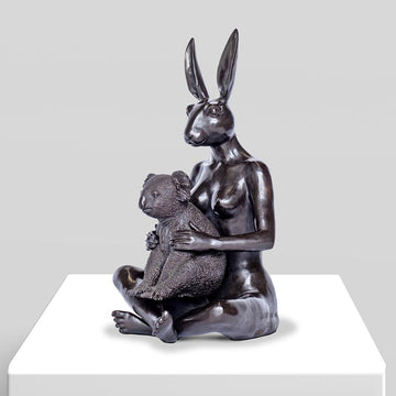 Rabbitwoman Loves Koala (Bronze Sculpture)