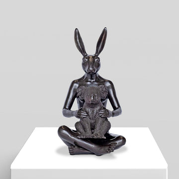 Rabbitwoman Loves Koala (Bronze Sculpture)