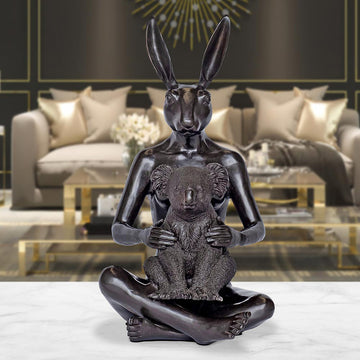 Rabbitwoman Loves Koala (Bronze Sculpture)