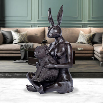 Rabbitwoman Loves Koala (Bronze Sculpture)
