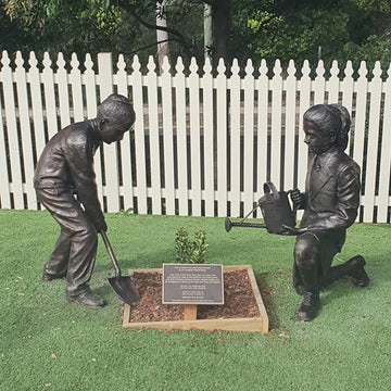 School Children Gardening (Bronze Sculpture)