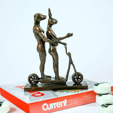 They Zig-Zagged in Harmony (Bronze Sculpture, Miniature Collection)