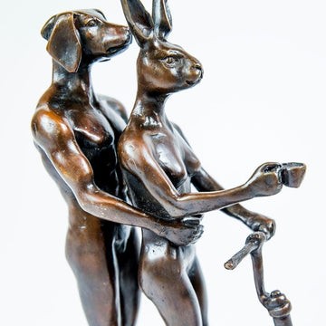 They Zig-Zagged in Harmony (Bronze Sculpture, Miniature Collection)