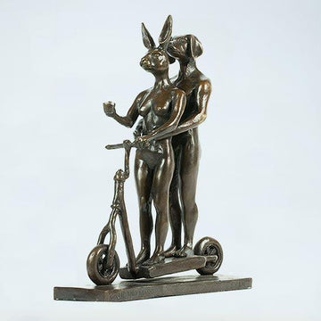 They Zig-Zagged in Harmony (Bronze Sculpture, Miniature Collection)