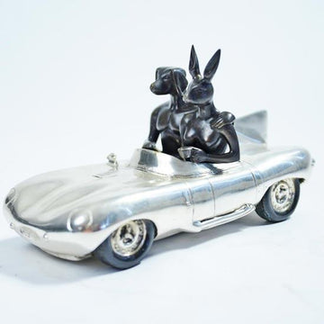 They Loved the Saturday Drive with Endless Blue Skies (Bronze Sculpture)