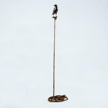 Simon, the magpie on long rope (Bronze Sculpture)