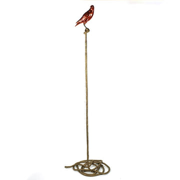 Simon, the magpie on long rope (Bronze Sculpture)