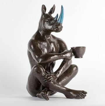 He Only Drank Long Blacks - Sometimes Up to 5 a Day (Bronze Sculpture)