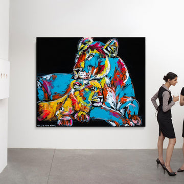 Sikara and her cub Tatu Like an afternoon nap together (Original Painting)