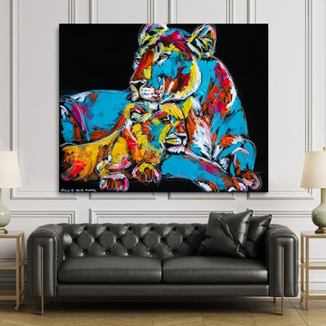 Sikara and her cub Tatu Like an afternoon nap together (Original Painting)