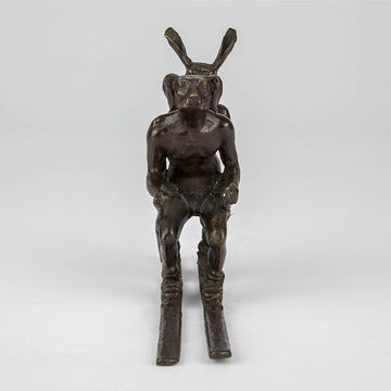 Tandem Skiers (Bronze Sculpture, Pocket Size)