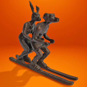 Tandem Skiers (Bronze Sculpture, Pocket Size)