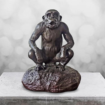 Chimp Hooting Forever (Small Bronze)