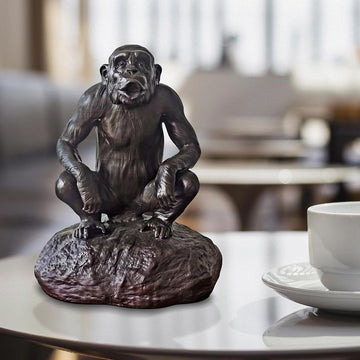 Chimp Hooting Forever (Small Bronze)