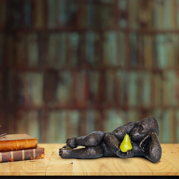 Gorilla Will Pear for Love (Bronze Sculpture, Miniature)