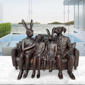 The Family That Sits Together (Bronze Sculpture, Miniature Collection)