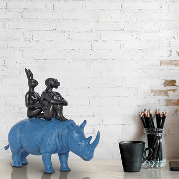 They Spent Their Lives Saving Rhinos (Bronze Sculpture, Miniature Collection)