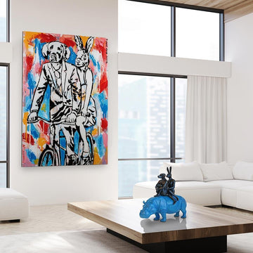 They Were Happy Hippo Riders (Bronze Sculpture)