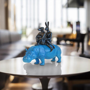 They Were Happy Hippo Riders (Bronze Sculpture)