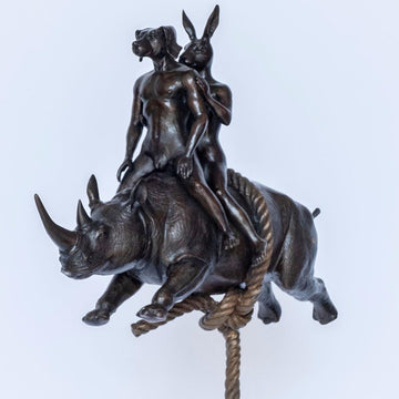 They were rhino riders in the sky (Bronze Sculpture)