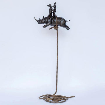 They were rhino riders in the sky (Bronze Sculpture)