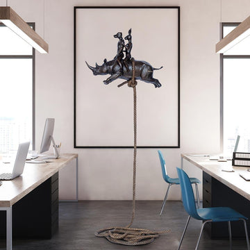 They were rhino riders in the sky (Bronze Sculpture)