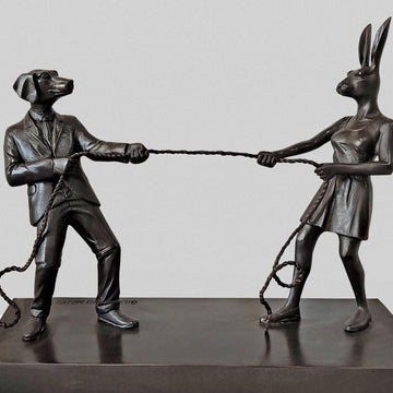 The Tug of Love (Bronze Sculpture, Miniature Collection)
