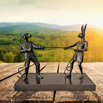 The Tug of Love (Bronze Sculpture, Miniature Collection)