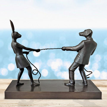 The Tug of Love (Bronze Sculpture, Miniature Collection)