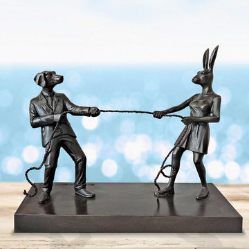 The Tug of Love (Bronze Sculpture, Miniature Collection)