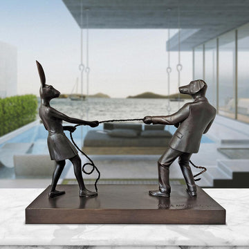 The Tug of Love (Bronze Sculpture, Miniature Collection)