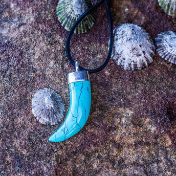 Their love was fierce and gentle at once (Turquoise Horn Pendant)