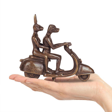 The Vespa Riders in Love (Bronze Sculpture, Pocket Size)