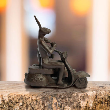 Vespa Riders, side by side (Bronze Sculpture, Pocket Size)