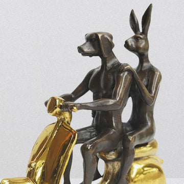They Rode to Save Wildlife (Bronze Sculpture, Miniature Collection)