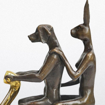 They Rode to Save Wildlife (Bronze Sculpture, Miniature Collection)