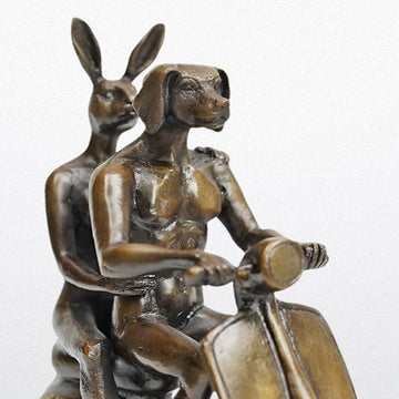 They Rode to Save Wildlife (Bronze Sculpture, Miniature Collection)