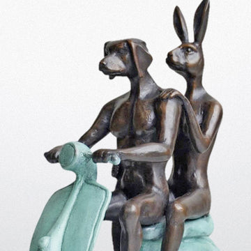 They Rode to Save Wildlife (Bronze Sculpture, Miniature Collection)