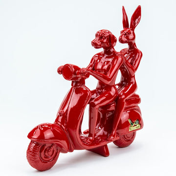 Happy mini vespa riders (Resin Sculpture)